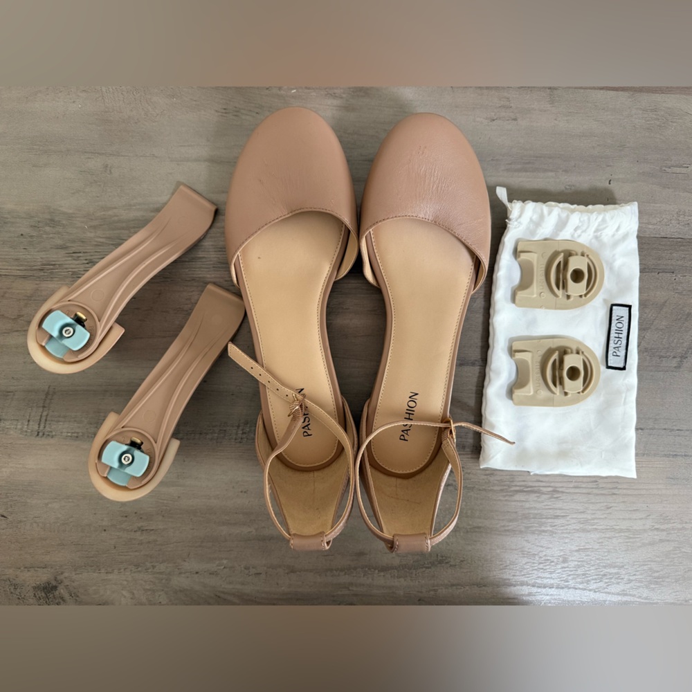 Pashion Convertible Chic Tan Heeled Pumps/Flats